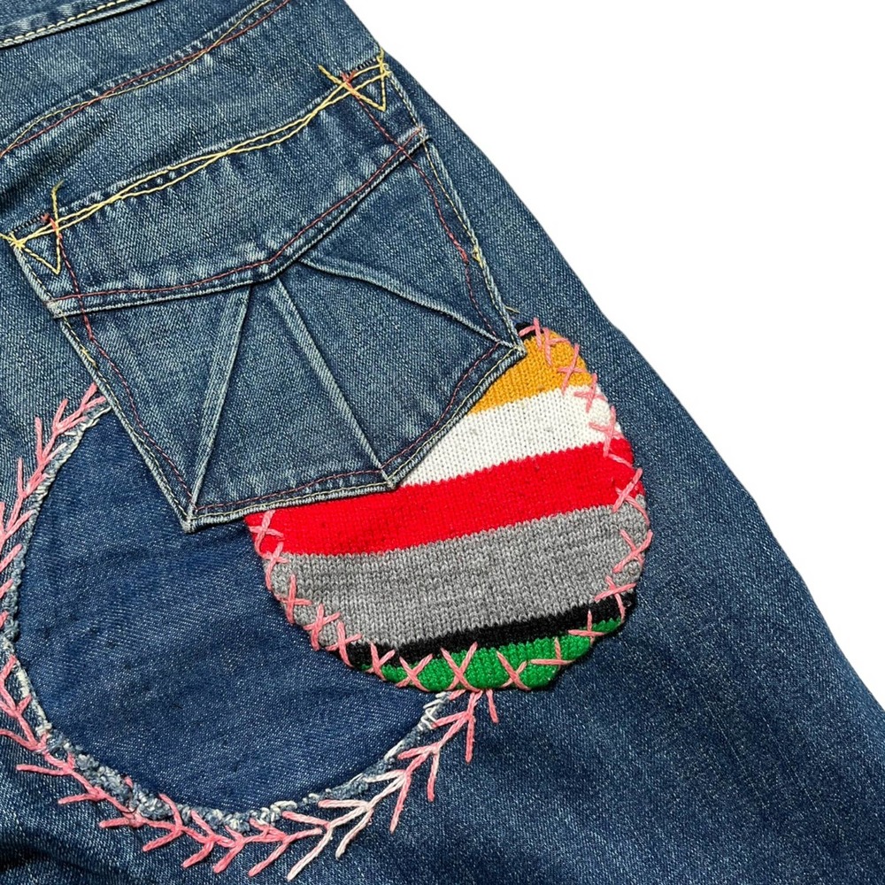 Patchwork Knit Panel Denim - image 4